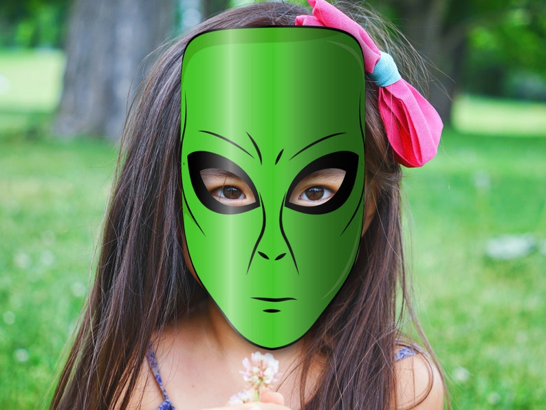Alien Mask Printable, Paper DIY for Kids and Adults. PDF Template