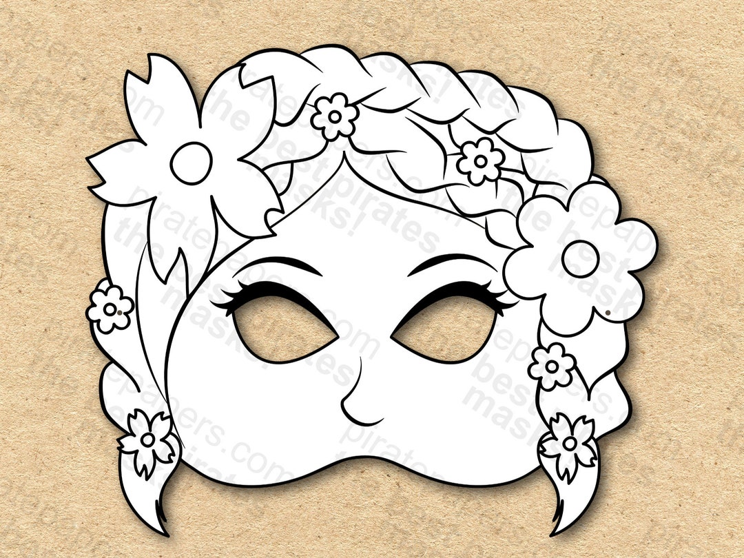 Rapunzel Mask Printable Coloring Paper DIY for Kids and Etsy