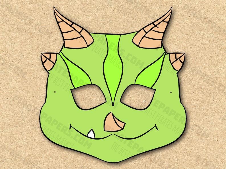 Baby Dragon Mask Printable, Paper DIY for Kids and Adults. PDF Template ...