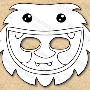 Monster #5 Mask Printable Coloring, Paper DIY For Kids And Adults. PDF Template. Instant Download. For Birthdays, Halloween, Party, Costumes