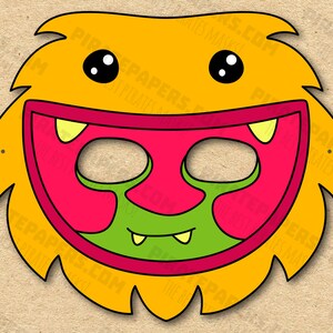 Monster #5 Mask Printable, Paper DIY For Kids And Adults. PDF Template. Instant Download. For Birthday, Halloween, Party, Costumes.