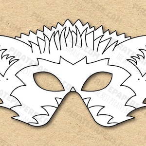 Hedgehog Mask Printable Coloring, Paper DIY For Kids And Adults. PDF Template. Instant Download. For Birthdays, Halloween, Party, Costumes.