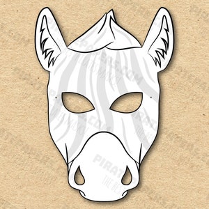 Zebra Mask Printable Coloring, Paper DIY For Kids And Adults. PDF Template. Instant Download. For Birthdays, Halloween, Party, Costumes.