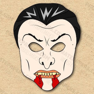 Dracula Mask Printable, Paper DIY For Kids And Adults. PDF Template. Instant Download. For Birthdays, Halloween, Party, Costumes.