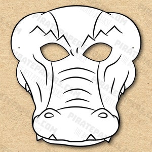 Crocodile Mask Printable Coloring, Paper DIY For Kids And Adults. PDF Template. Instant Download. For Birthdays, Halloween, Party, Costumes.