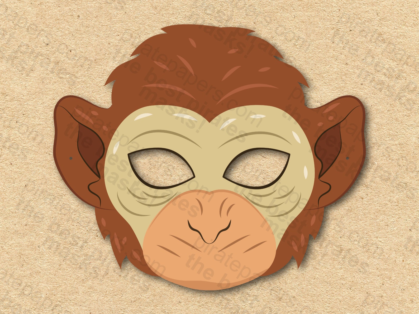 Monkey Mask Printable Paper DIY for Kids and Adults. PDF Etsy