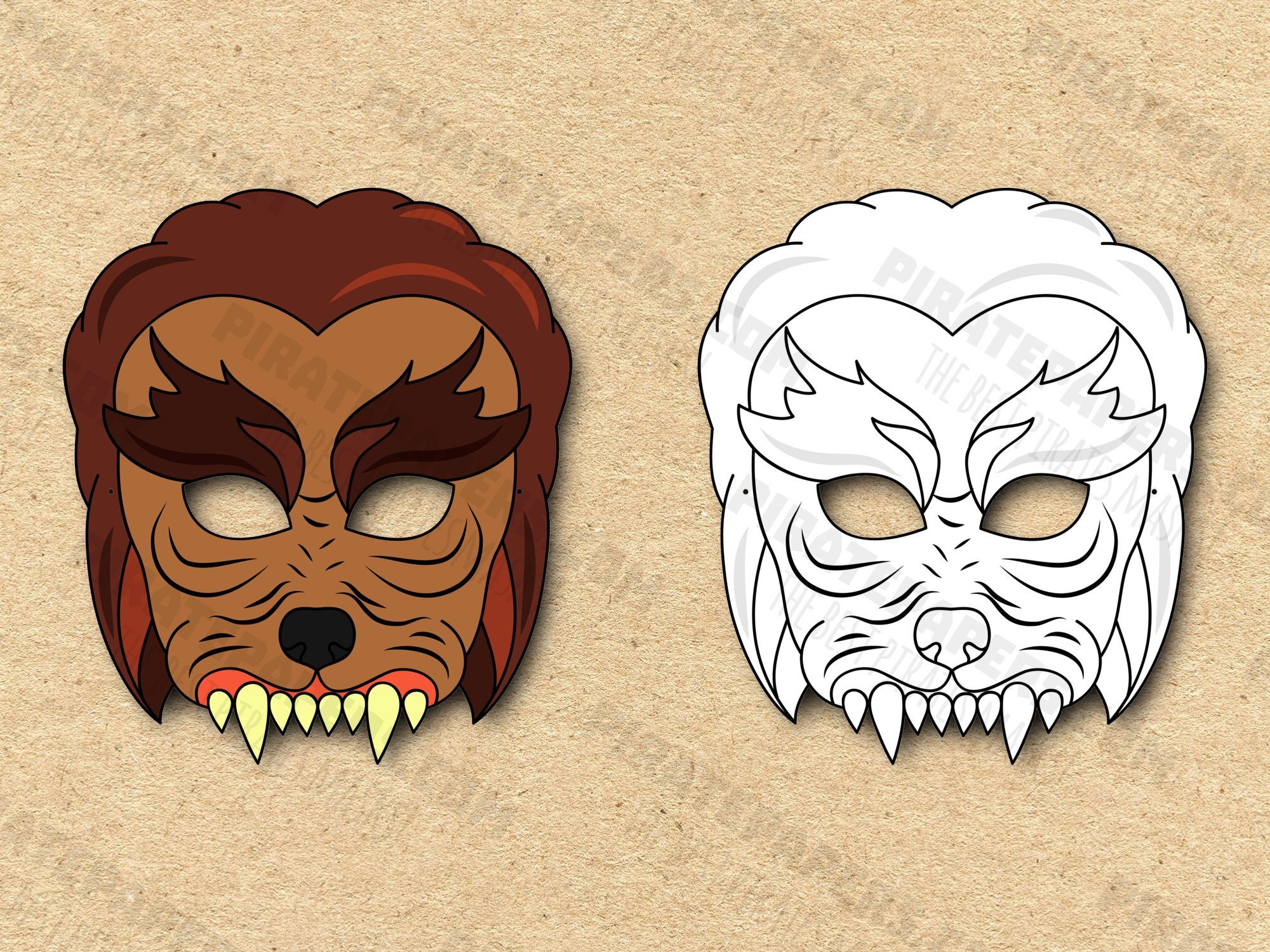 Werewolf Masks Printable Color Coloring, Paper DIY for Kids and Adults ...