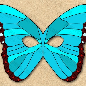 Butterfly Mask Printable Blue Morpho, Paper DIY For Kids And Adults. PDF Template. Instant Download. Birthdays, Halloween, Party, Costumes.