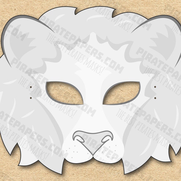 Lion Mask Printable Coloring, Paper DIY For Kids And Adults. PDF Template. Instant Download. For Birthdays, Halloween, Party, Costumes.