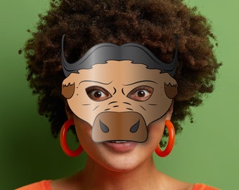 Maschera Bufalo Nero In Lattice - Testa Intera Realistica Per Halloween E Carnevale - Foto 3