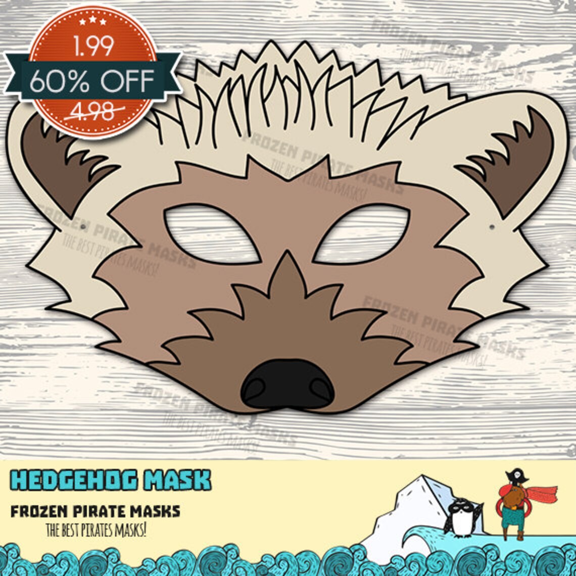 60% OFF SALE Hedgehog Printable Mask | Etsy