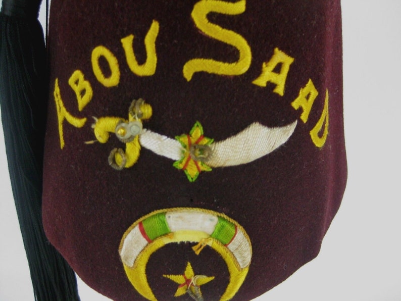 Abou Saad Temple Shriners Fez Tassel Hat Panama Vintage Etsy