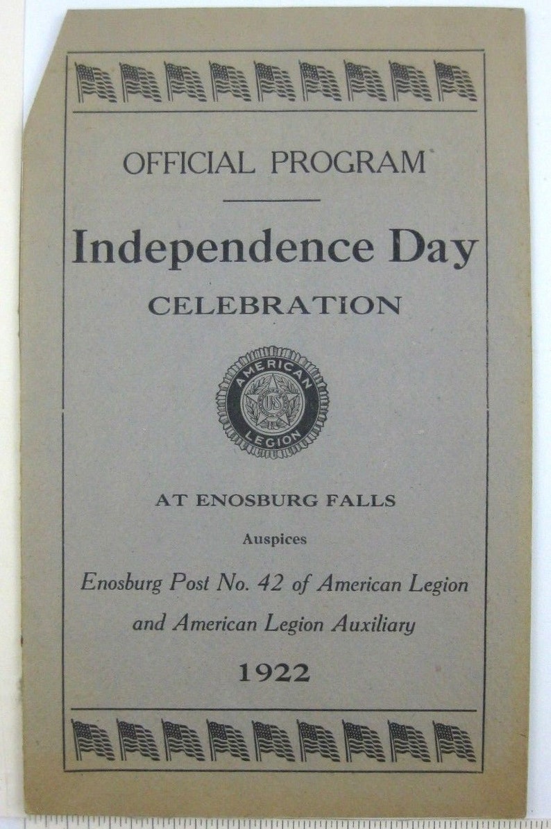Download 1922 Enosburg Falls Vt Independence Day Celebration Program American Legion Post And Auxiliary Souvenirs Events Art Collectibles Kromasol Com