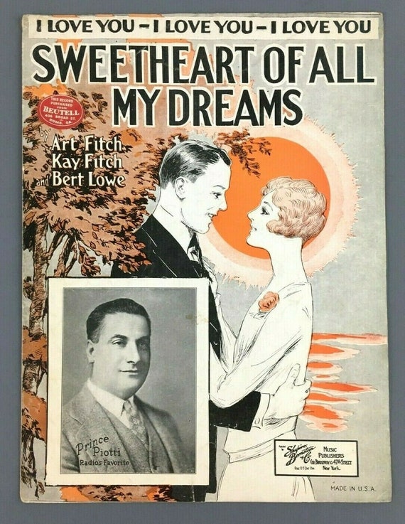 1928 I Love You Sweetheart Of All My Dreams Sheet Music Piano Etsy