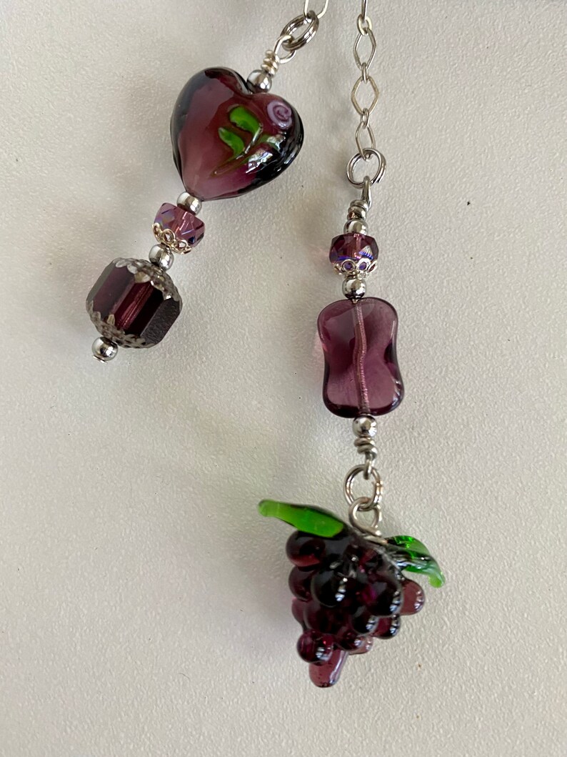 Rich Silver Chain Bookmark in Grape wine color image 5