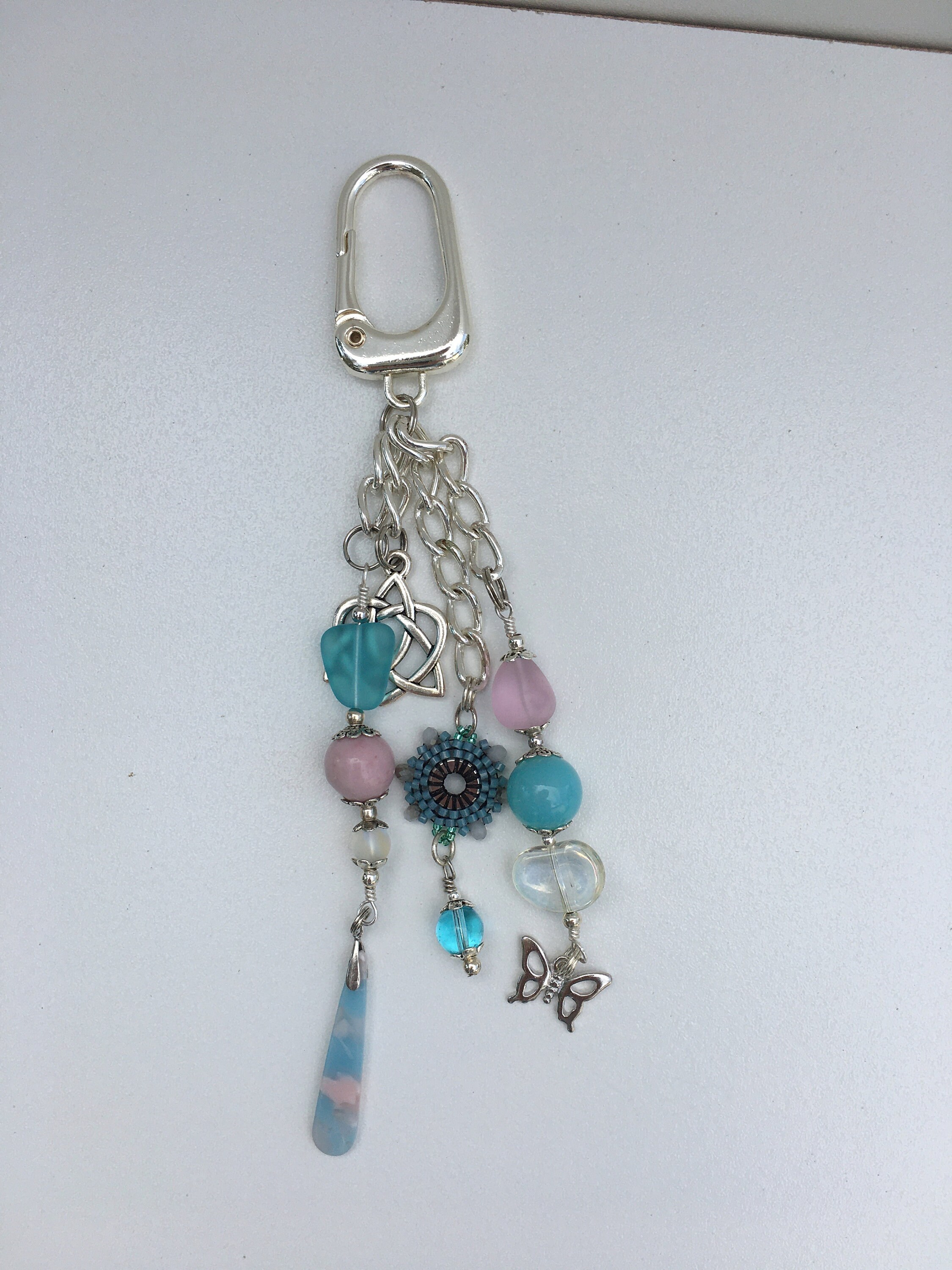 KeychainHandbag, Purse Charm with unique Hand Woven Radiant Focal Piece