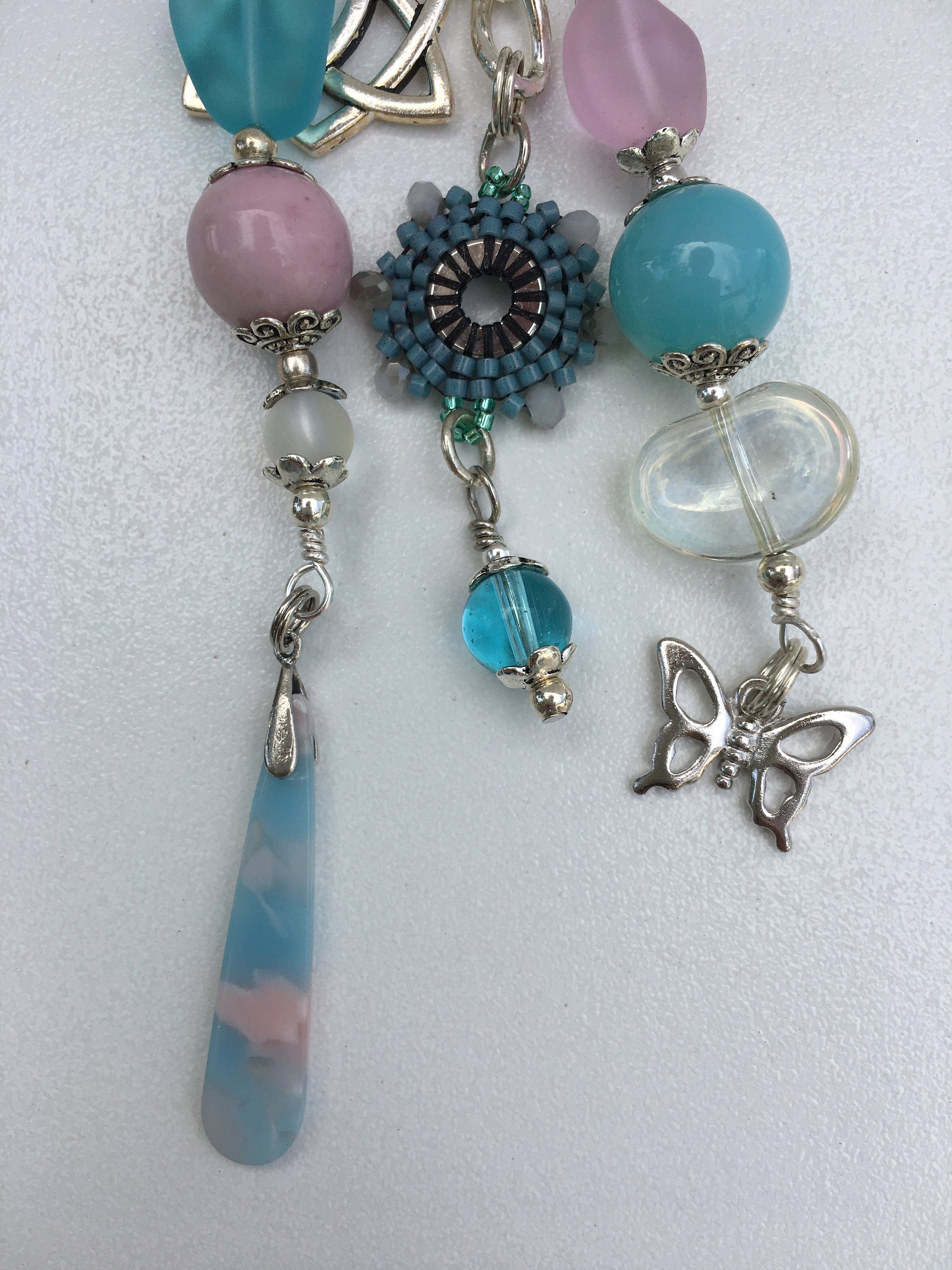 KeychainHandbag, Purse Charm with unique Hand Woven Radiant Focal Piece