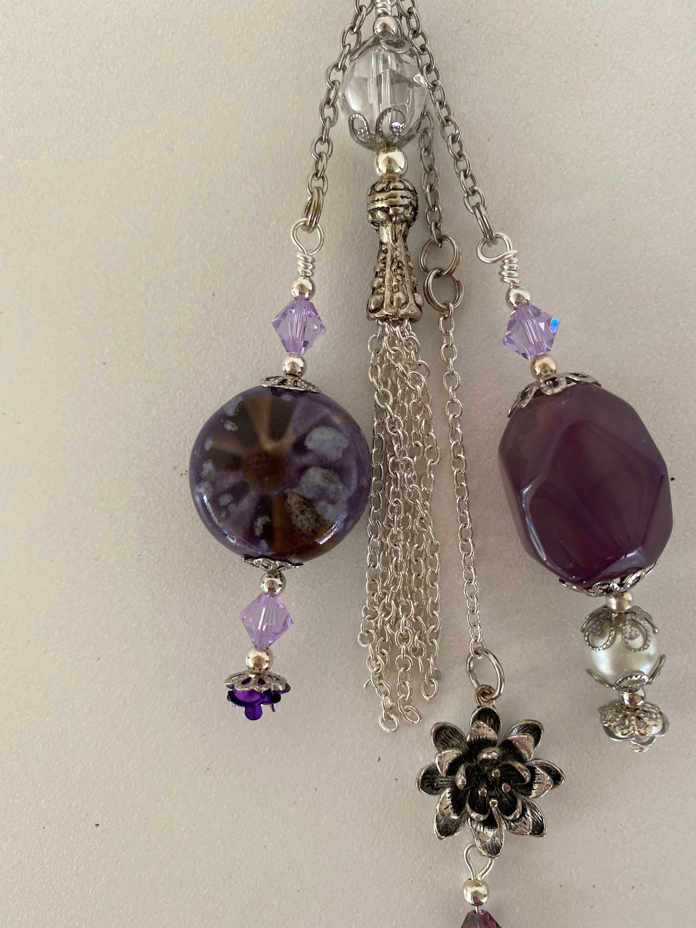 Keychain, Purse, Handbag Charm in purple and silver. Put beauty on the