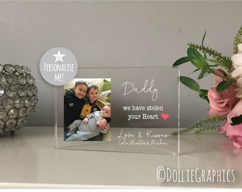 Personalised Father's Day Acrylic Print - Photo Block for Dad - Acrylic Block - Family Portrait - Customised Family Picture