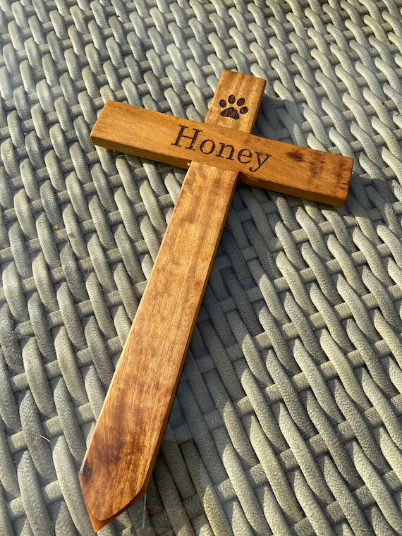 Pet Memorial Engraved Cross Wooden Memorial Cross Grave Etsy