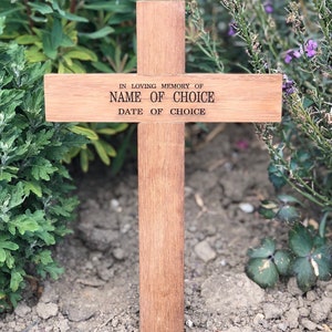 Wooden Memorial Cross Grave Cross Memorial Cross With | Etsy