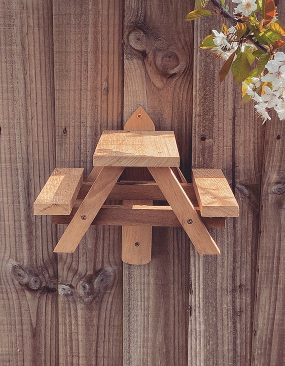 Squirrel Table Picnic Bench for Squirrels Hardwood Handmade
