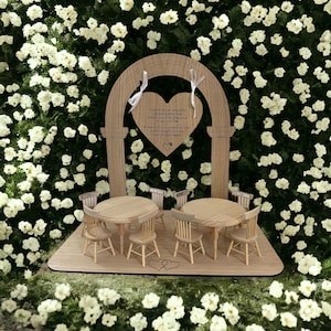 Wedding Memorial set with Arch. wedding memorial, Brown, loved ones in heaven, memory table, miniature chairs for wedding, memorial table