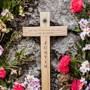 oak memorial cross, grave marker, grave cross, wooden cross, memorial cross, wooden memorial cross, personalised cross, custom made cross