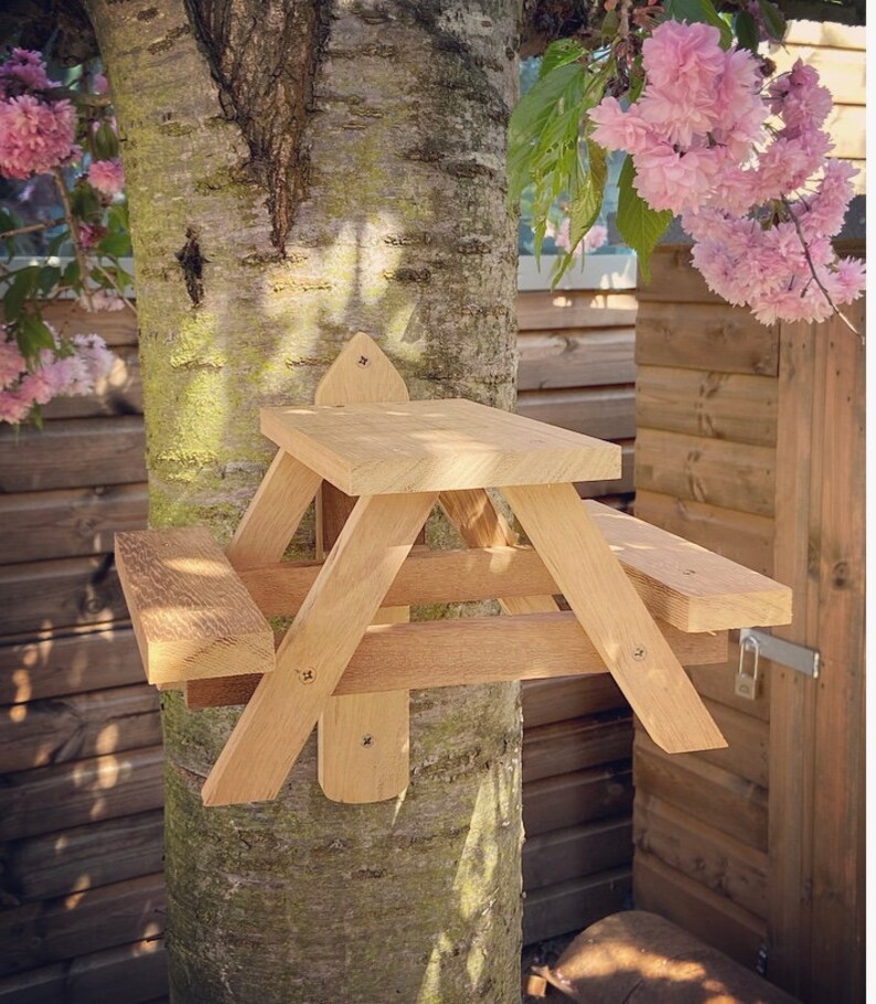 Squirrel Table Picnic Bench for Squirrels Hardwood Handmade Etsy