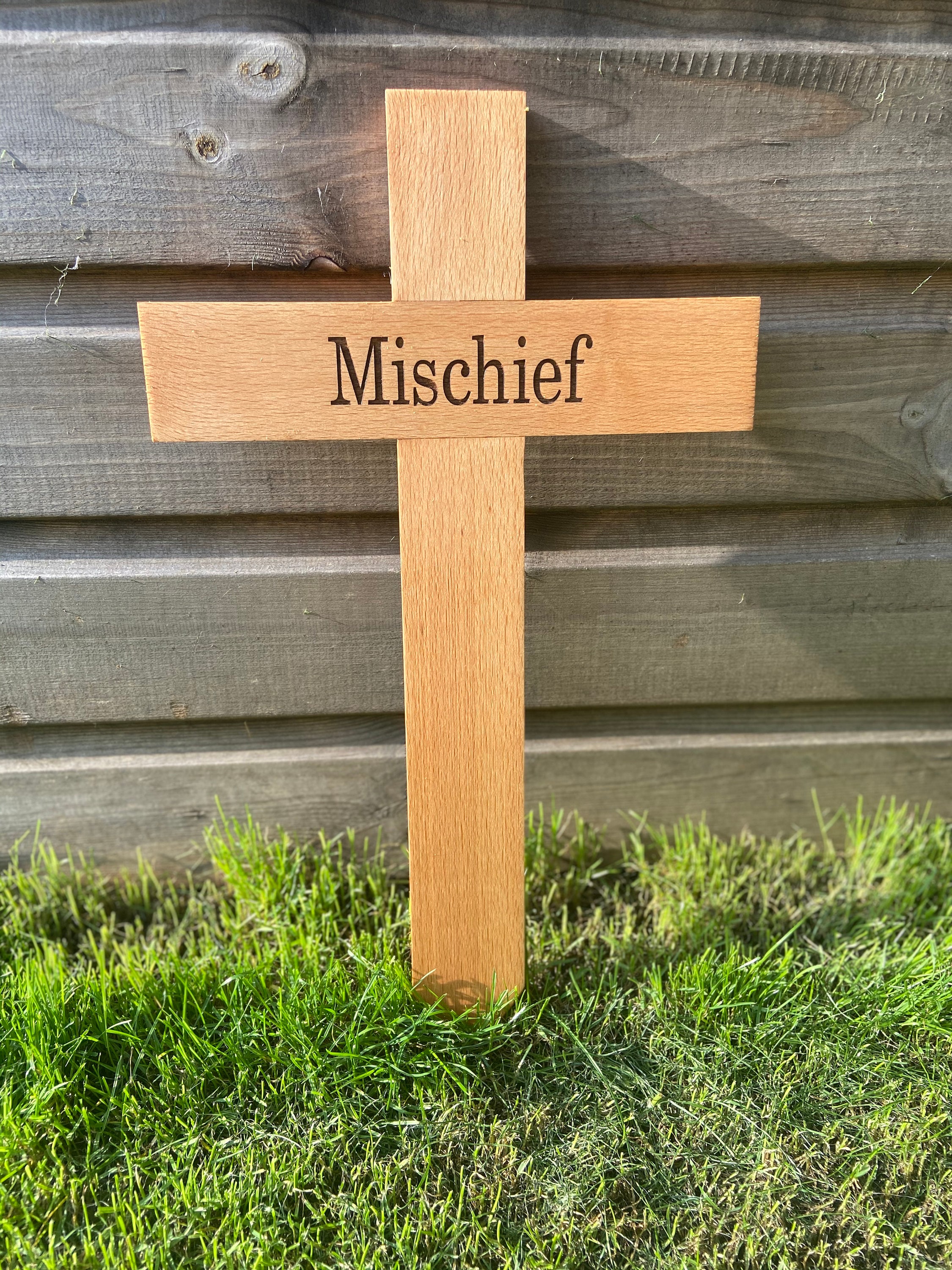 Wooden Memorial Cross With Plaque and Engraving or Wood Etsy