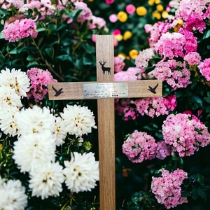 Wooden Memorial cross, large cross, wood cross, wooden memorial, grave marker, cemetery, urn marker, large memorial