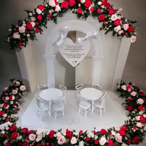 Wedding Memorial set with Arch, WHiTE, missing loved ones, wedding table, loved ones in heaven, memory table, wedding memorial