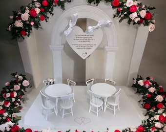Wedding Memorial set with Arch, WHiTE, missing loved ones, wedding table, loved ones in heaven, memory table, wedding memorial