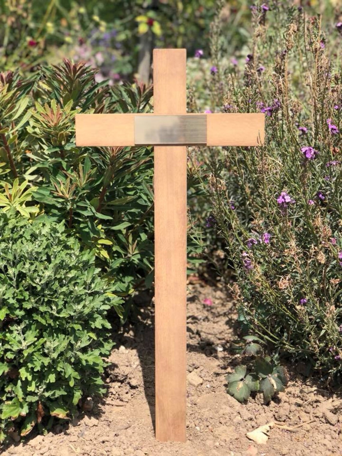Wooden Memorial Cross With Plaque and Engraving or Wood Etsy