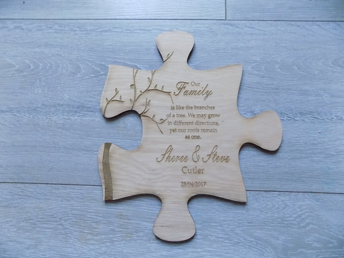 Large puzzle piece wall decor family personalised branches