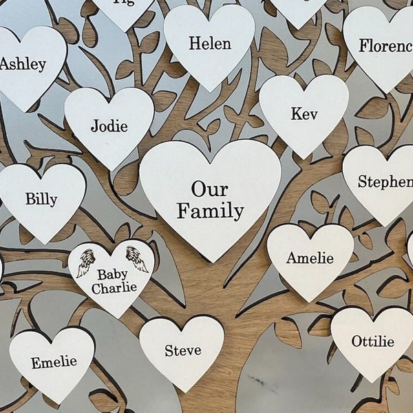 Family tree hearts, individual hearts for family tree, diy family tree, engraved hearts,