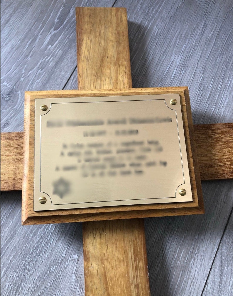 43 Wooden Memorial Cross With Free Plaque and Engraving - Etsy