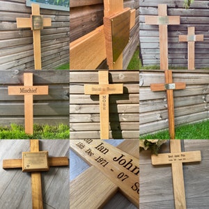 Wooden Memorial Cross With Plaque and Engraving or Wood - Etsy