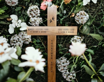 36" wooden memorial cross, engraved wooden cross  cemetery marker, funeral, woodland burial, grave cross, wooden cross, wooden memorial