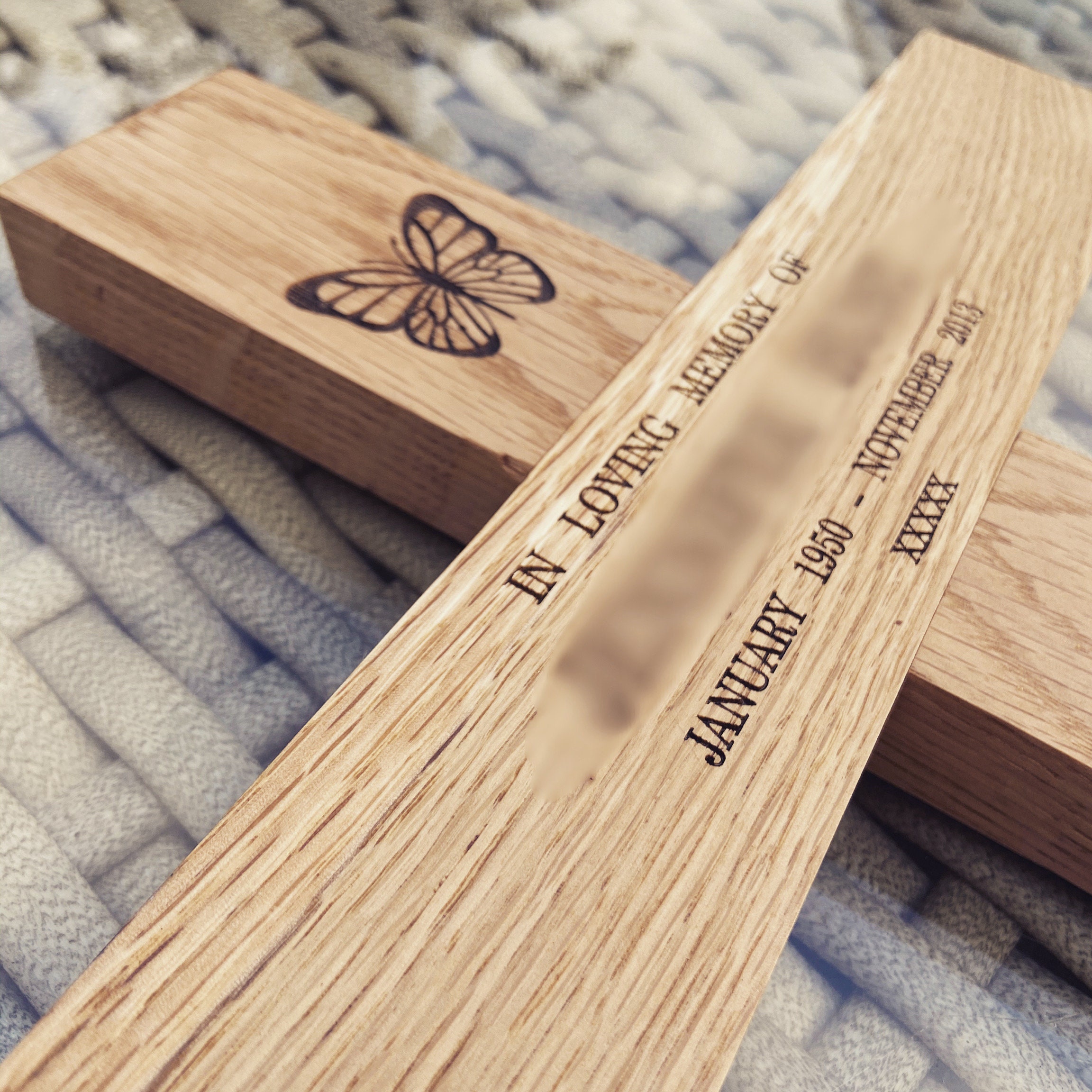 Wooden Memorial Cross With Plaque and Engraving or Wood Etsy