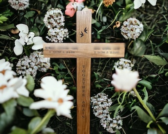 Wooden memorial cross, grave cross, memorial cross, with plaque and engraving, wooden cross, wood cross, memorial, handmade