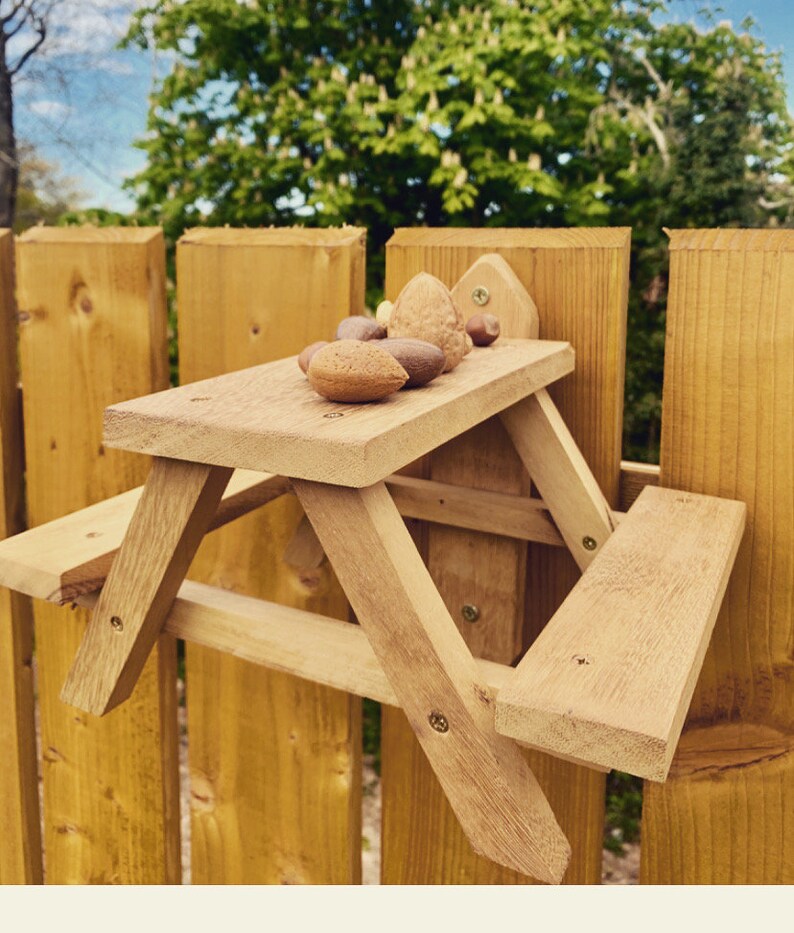 Squirrel Table Picnic Bench for Squirrels Hardwood Handmade Etsy