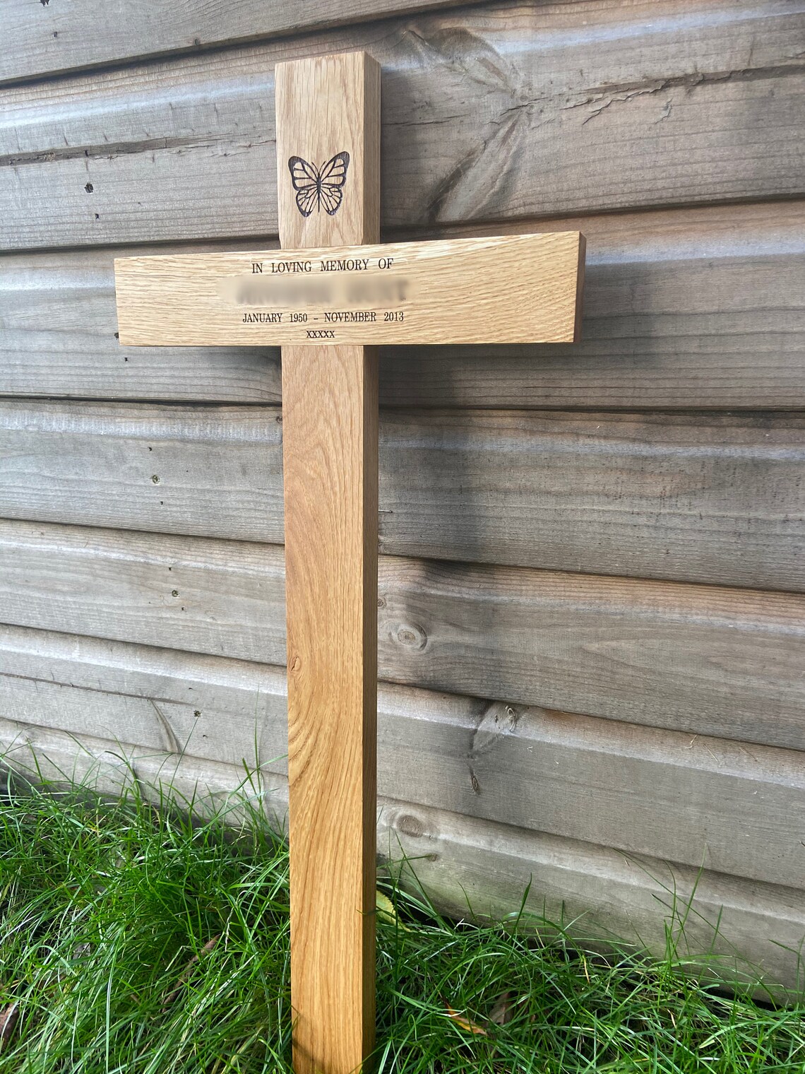 Wooden Memorial Cross With Plaque and Engraving or Wood - Etsy