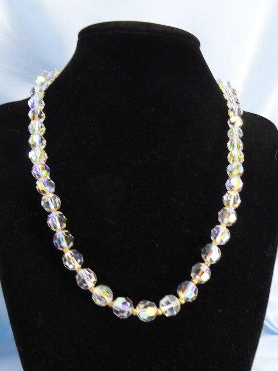 Vintage Tammey Jewels Necklace and Earrings Set Faux Pearl Aurora Borealis Beads