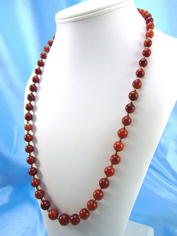 Vintage Semi-Precious Graduated Carnelian Gemston… - image 1