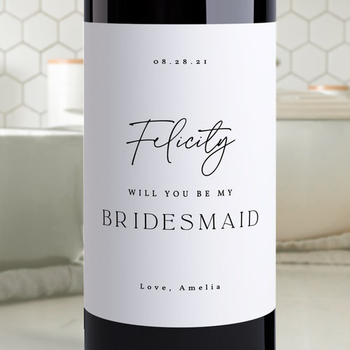 Bridesmaid Wine Labels Bridesmaid Proposal Digital Download - Etsy