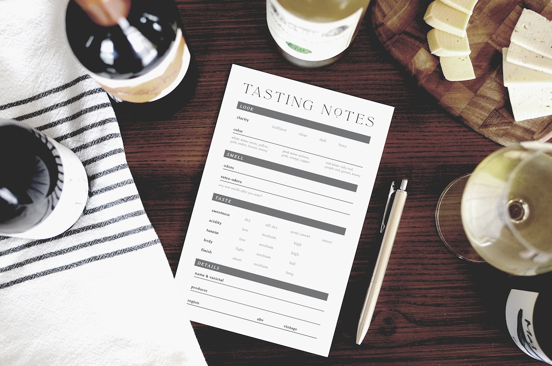 Wine Tasting Notes Printable, Home Wine Tasting, DIY Wine Tasting, Wine ...