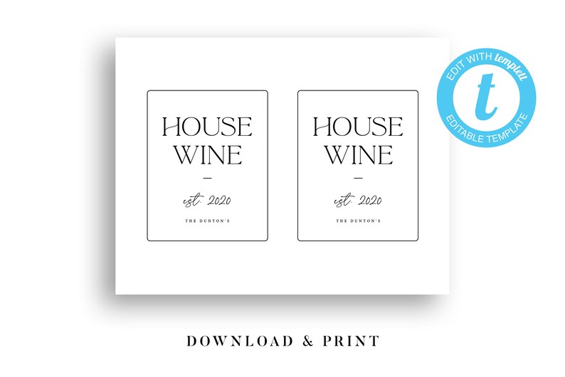 House Wine Labels, Housewarming Wine, Housewarming Gift, Digital Print ...