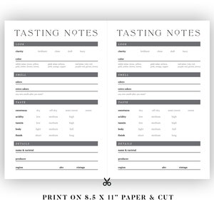 Wine Tasting Notes Printable Home Wine Tasting DIY Wine | Etsy