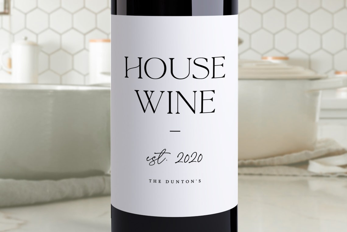 House Wine Labels, Housewarming Wine, Housewarming Gift, Digital Print